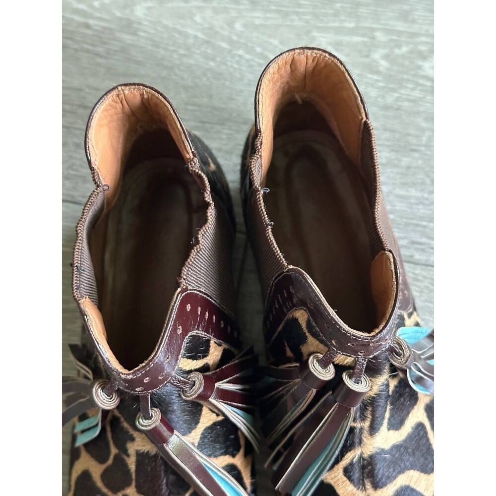 BOTTLE Sao Paulo Haircalf Giraffe Print Tassel Ankle Boots EU 37 US 7 - Picture 4 of 10